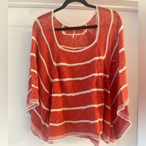 Free People Orange and White Striped Knit Top